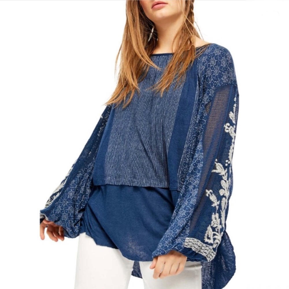 NWT Free People patterned long sleeve top